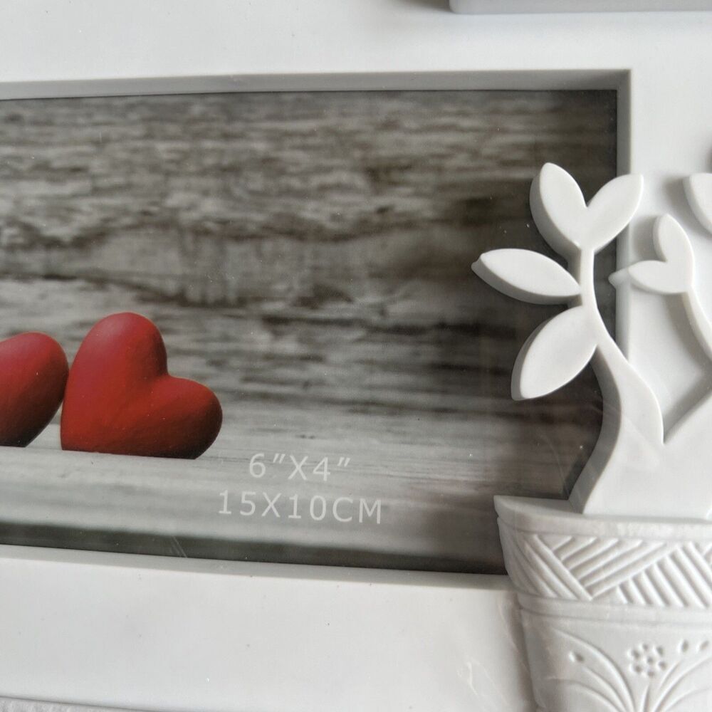 Multi Photo Picture White Frame House Decorative w/Glass 4-Inserts - Picture 7 of 9